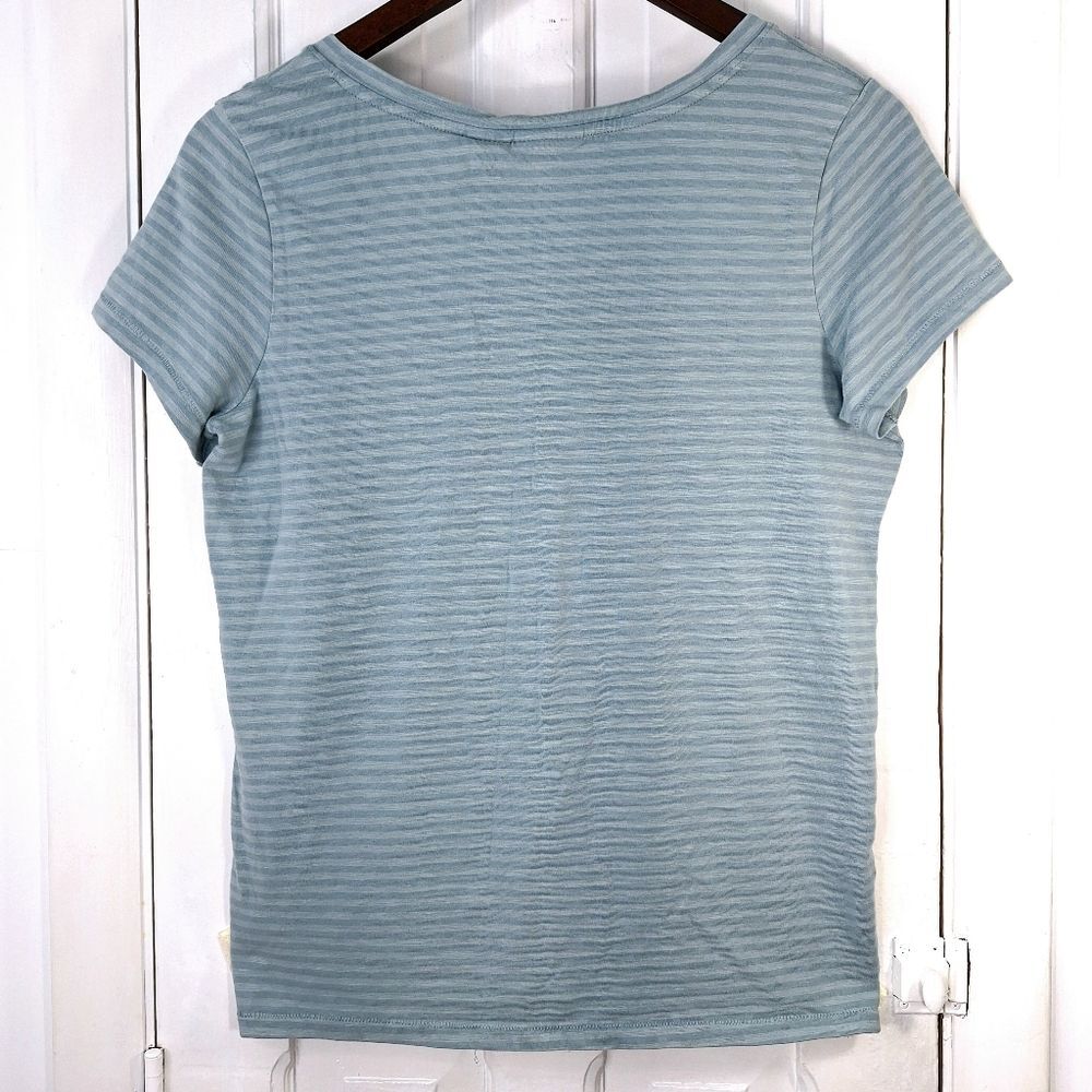 Jones New York Striped Short Sleeve V-Neck Shirt Sz S - Picture 8 of 10